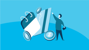 An illustrated graphic of a man standing next to a large calendar and credit card icon, representing how to capture more loan and lease opportunities